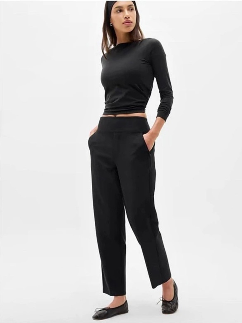 Athleta Endless High Rise Pant Straight Leg Pants in Black size 6